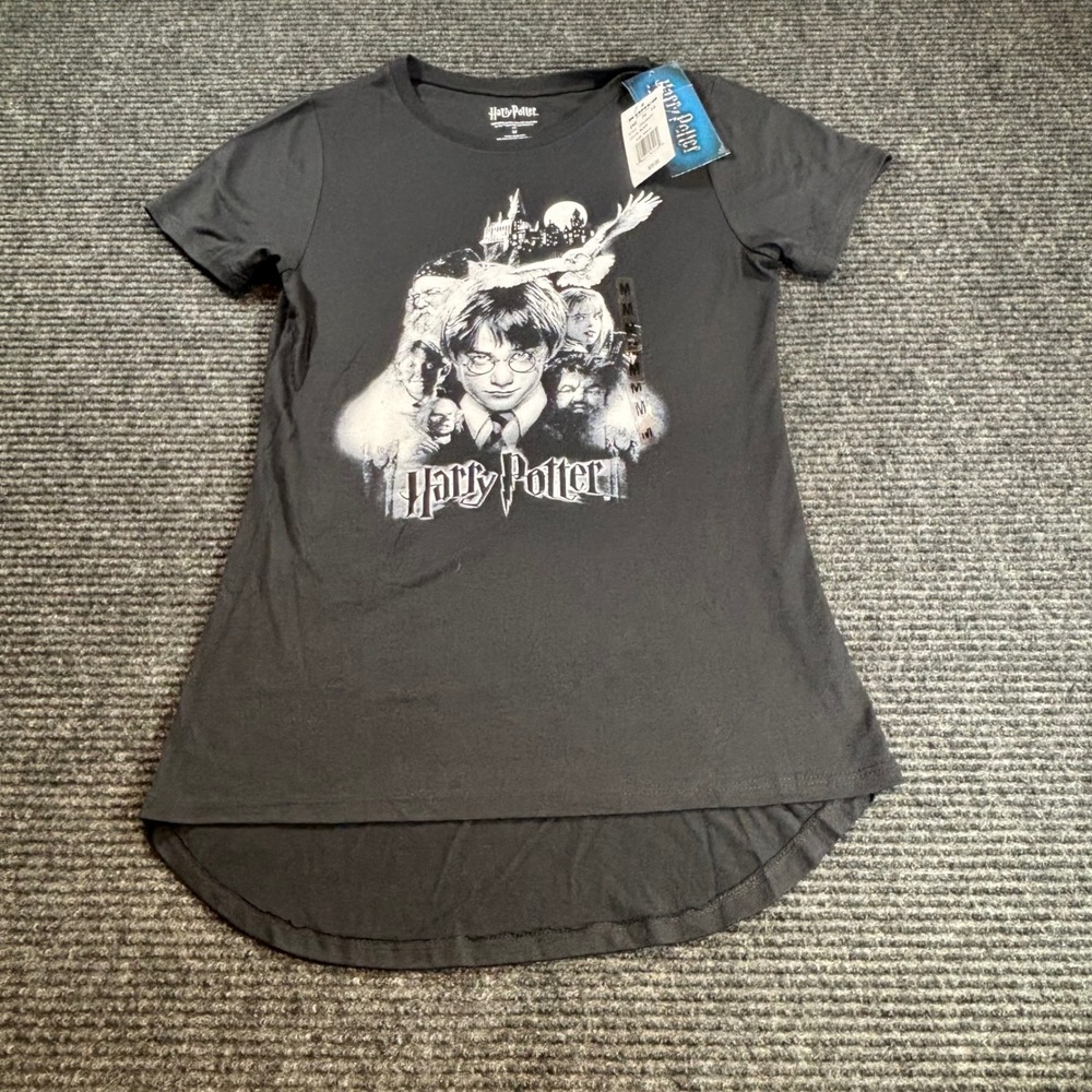 Harry Potter Graphic T-Shirt Black High Low Hem Characters Size M TS5UK8HPT